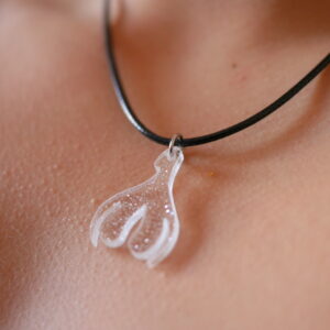 Collier Clitoris 1/3 Transparent Paillettes Argent